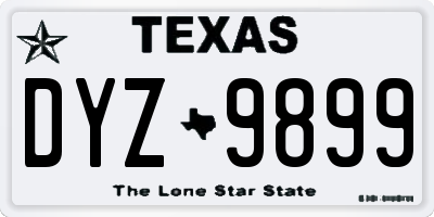 TX license plate DYZ9899