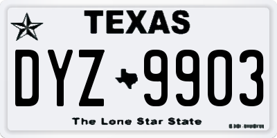 TX license plate DYZ9903