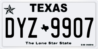 TX license plate DYZ9907