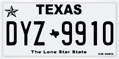 TX license plate DYZ9910