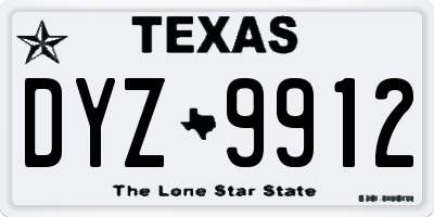 TX license plate DYZ9912