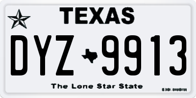 TX license plate DYZ9913