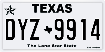 TX license plate DYZ9914