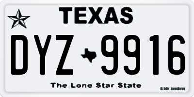TX license plate DYZ9916