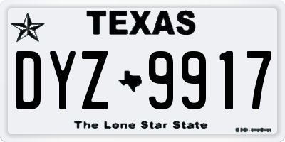 TX license plate DYZ9917