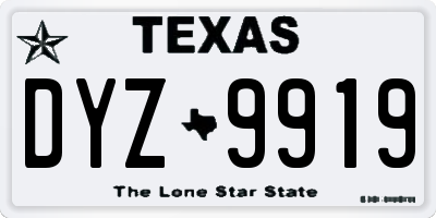 TX license plate DYZ9919