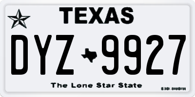 TX license plate DYZ9927