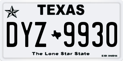 TX license plate DYZ9930