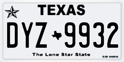 TX license plate DYZ9932