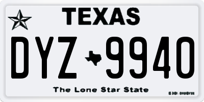 TX license plate DYZ9940