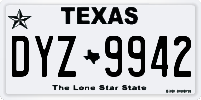 TX license plate DYZ9942