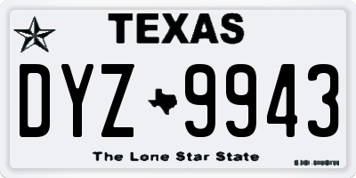 TX license plate DYZ9943