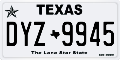 TX license plate DYZ9945