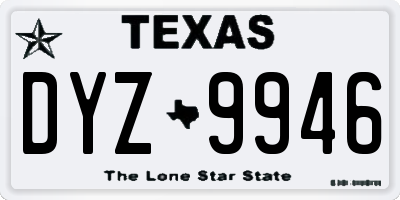 TX license plate DYZ9946