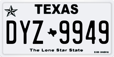 TX license plate DYZ9949