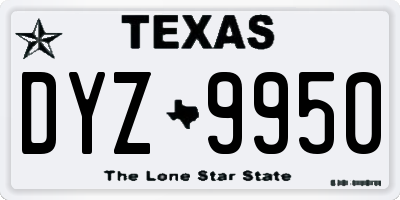 TX license plate DYZ9950