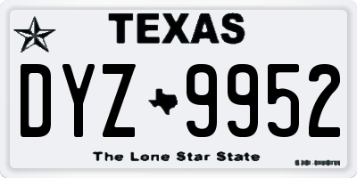 TX license plate DYZ9952
