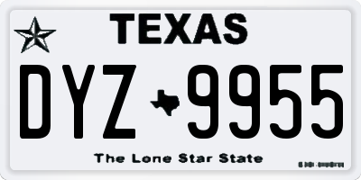 TX license plate DYZ9955