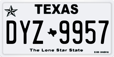 TX license plate DYZ9957