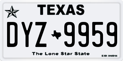 TX license plate DYZ9959