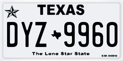 TX license plate DYZ9960
