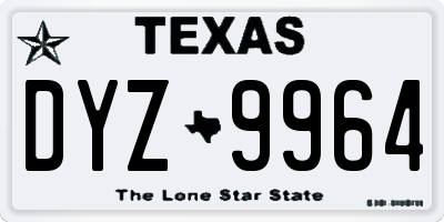 TX license plate DYZ9964