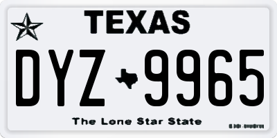 TX license plate DYZ9965