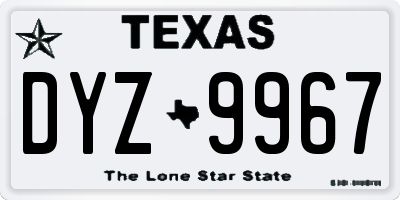 TX license plate DYZ9967