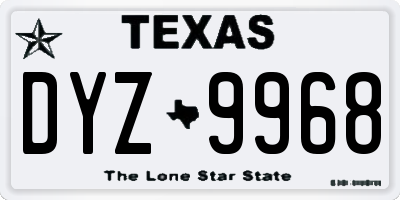 TX license plate DYZ9968