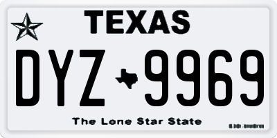 TX license plate DYZ9969