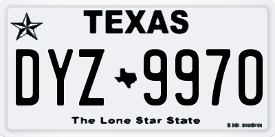 TX license plate DYZ9970