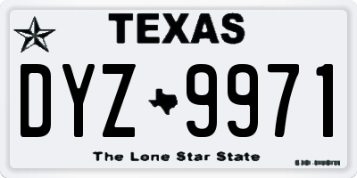 TX license plate DYZ9971