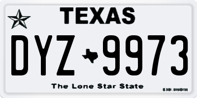 TX license plate DYZ9973