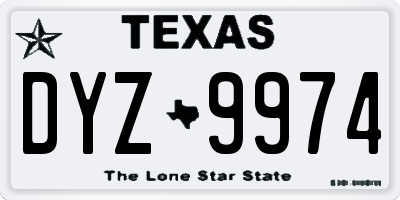 TX license plate DYZ9974