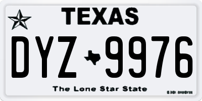 TX license plate DYZ9976