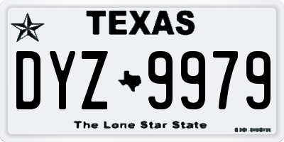 TX license plate DYZ9979