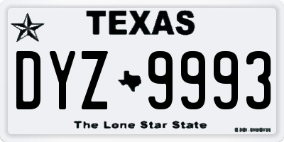 TX license plate DYZ9993