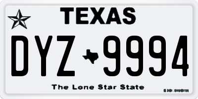 TX license plate DYZ9994