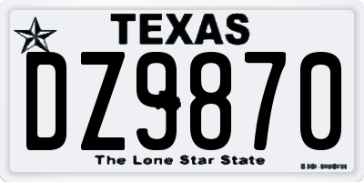 TX license plate DZ9870