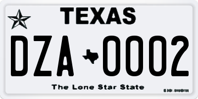 TX license plate DZA0002