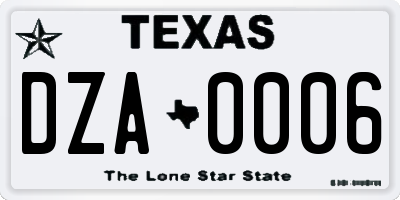TX license plate DZA0006