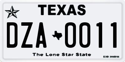 TX license plate DZA0011
