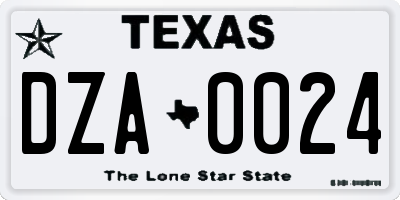TX license plate DZA0024