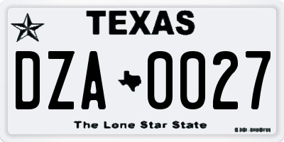 TX license plate DZA0027