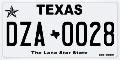 TX license plate DZA0028