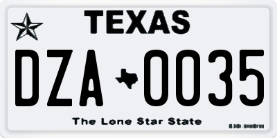 TX license plate DZA0035