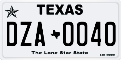 TX license plate DZA0040