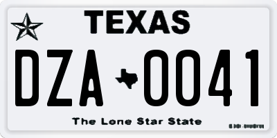 TX license plate DZA0041