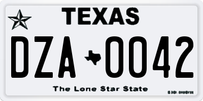 TX license plate DZA0042