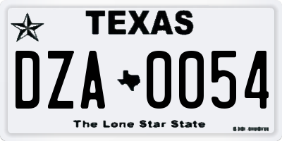 TX license plate DZA0054